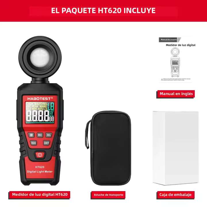 HABOTEST HT620 Luxímetro Digital De Alta Precisión Con Sensor De Luz Rotable 180° Instrumento Fotometro Para Medición De Luminosidad - 1