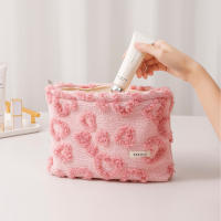 Bolso De Maquillaje Suave Rosa Lindo Portátil Para Cuidado De La Piel Y Almacenamiento De Labiales Estuche De Pincel Coreano De Mano - details 4