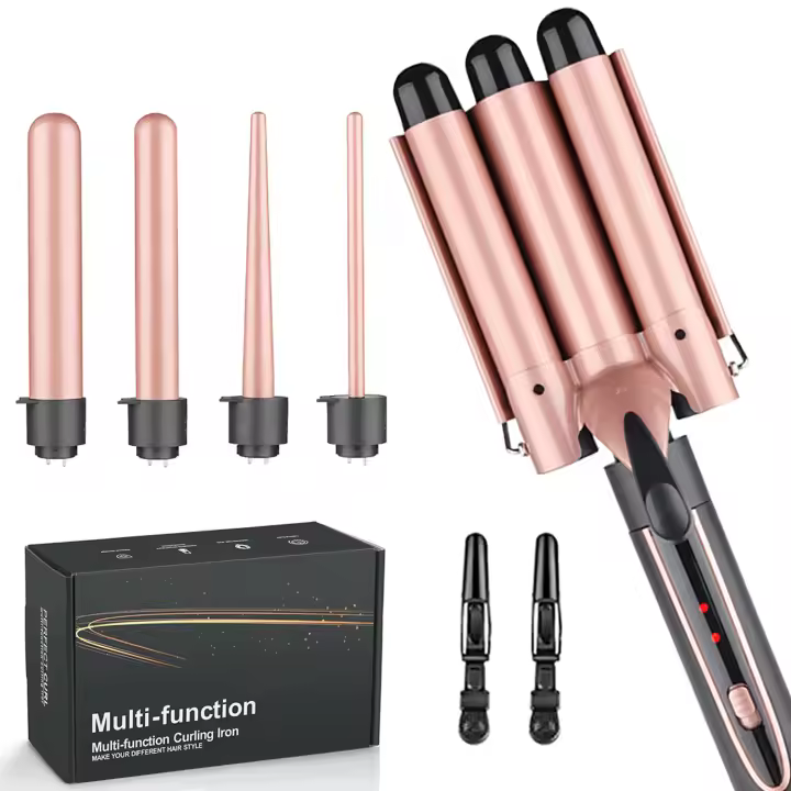 Juego De Rizador De Pelo Con Barra Larga 5 En 1 Cerámica Para Pelo Largo/Mediocero Incluye 2 Clips Control Digital Temporizador Anti Escaldón - 1