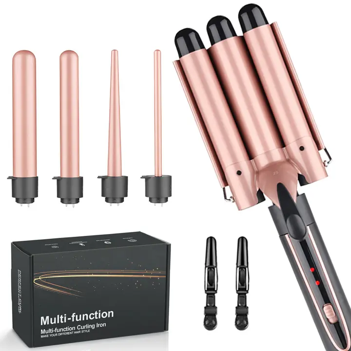 Juego De Rizador De Pelo Con Barra Larga 5 En 1 Cerámica Para Pelo Largo/Mediocero Incluye 2 Clips Control Digital Temporizador Anti Escaldón - 1