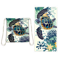 Toalla de playa de secado rápido que absorbe el agua, toalla de baño, bolsa de playa con cordón impreso integrado, mochila de playa portátil - details 8