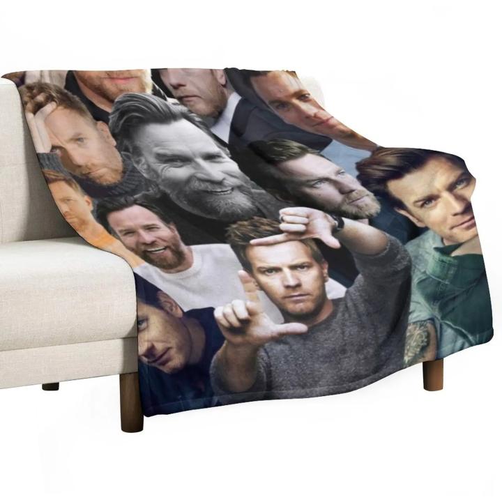 Manta De Terciopelo Coral Ewan McGregor Foto Collage Cálido Y Anti-Pelusa Para Sofás Decoración De Hogar Y Viajes