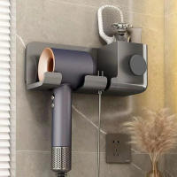 Soporte De Secador De Pelo Para Pared Organizador De Cepillos Estante De Almacenamiento De Baño Material ABS Montado En La Pared - details 1