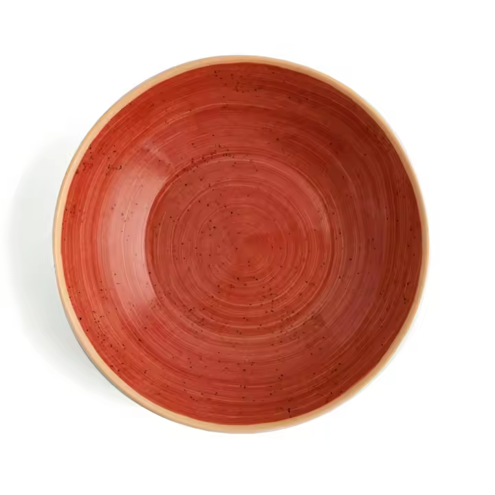 Plato Hondo Porcelana Ariane Terra 21cm Rojo Brillo Profesional Alta Calidad - 1