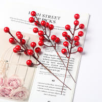 10/20 Piezas De Ranas Rojas Artificial 12 Brotes De Bayas Rojas Para Decoración De Árbol De Navidad Y Hogar Estilo Floral - details 3