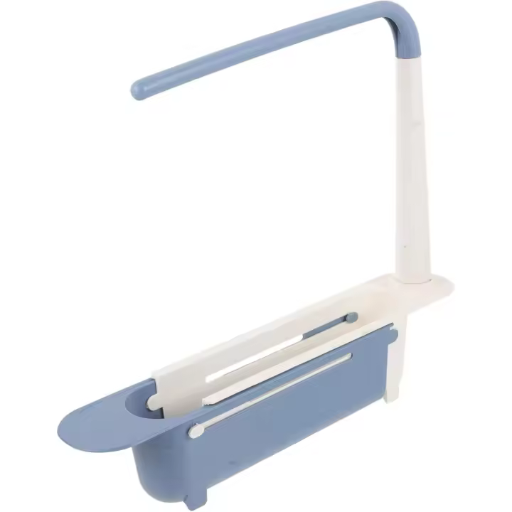 Escurridor de platos, escurridor de esponjas azules, estante de almacenamiento de cocina, estante extensible, estantes de almacenamiento, soporte para herramientas de limpieza de cocina, azul - 1