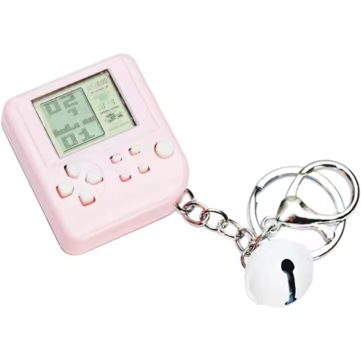 Llavero de juego clásico, Mini consola de plástico, reproductor de vídeo nostálgico, funciones de juguete rosa para niños - 1