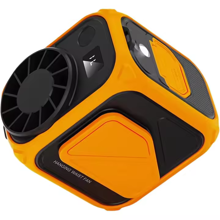 Ventilador eléctrico para exteriores, con cinturón, recargable, 6000 mAh, con clip, textura ABS, adecuado para viajes, camping, pesca - 1