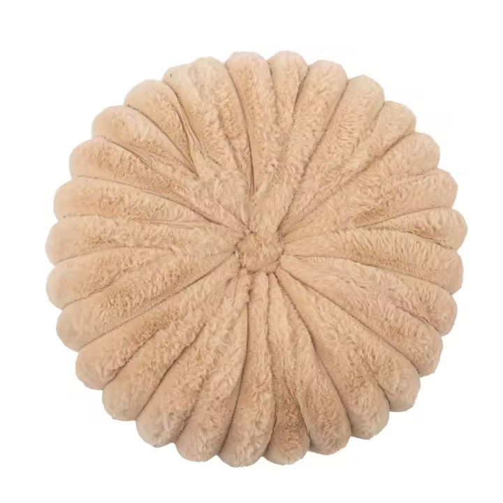 Almohada redonda de calabaza con diseño de conejo de imitación de rayas teñidas, hecha a mano, con ruedas, para sofá o cama. - 1