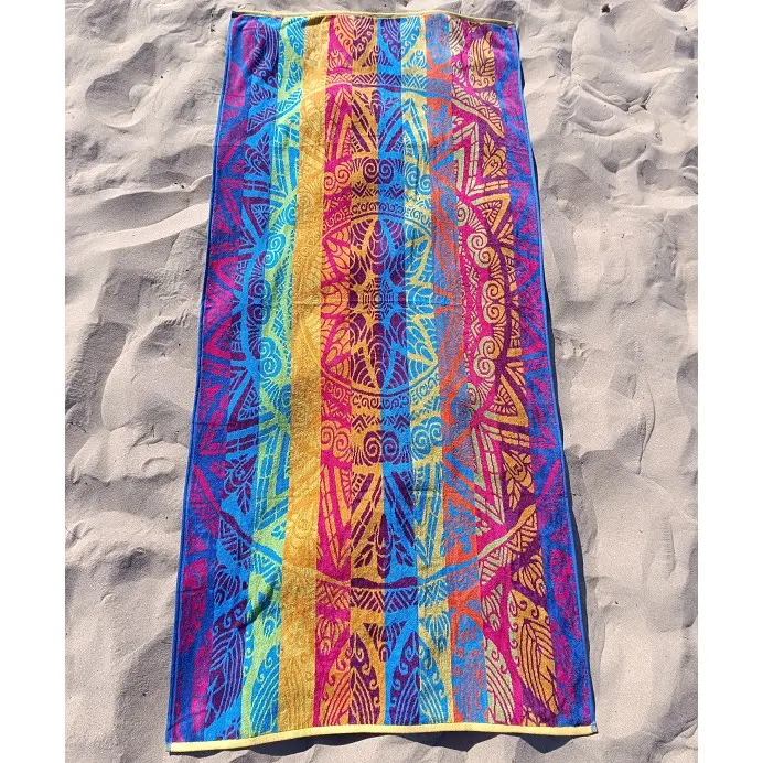 DHESTIA HOME Toalla de Playa Grande Terciopelo Mandala Valdodara 90x190 Cm - 1