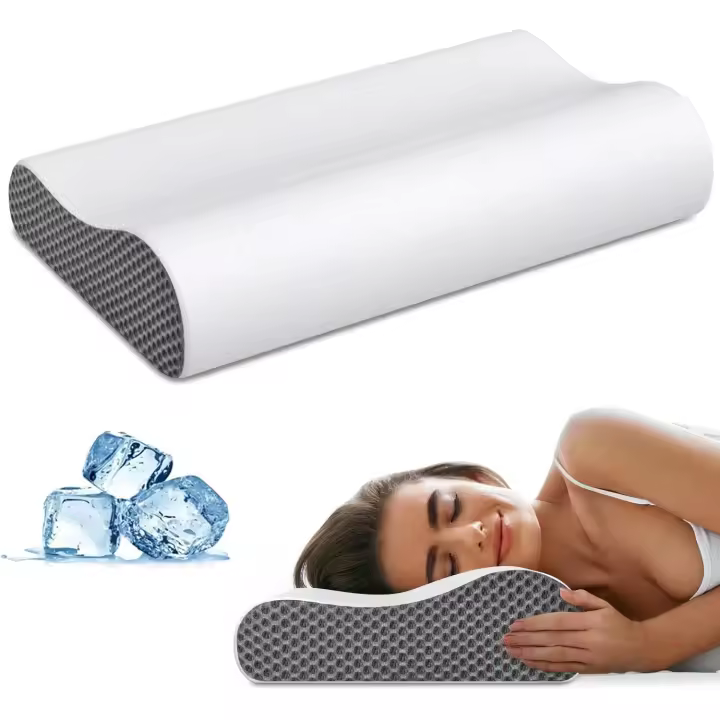 Cojines para el cuello, cojines cerales para aliviar el dolor, cojines de espuma viscoelástica contorneadas, cojines ergonómicas para dormir, cojines para La Cama, fundas de almohada para dar soporte al Cuello - 1