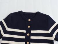 Nuevo Vestido Corto De Mujer Estilo Europeo Y Americano Moda Temperamento Ajustado Rayado Tejido Elegante Para Trabajo Y Compras - details 5