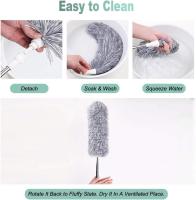 Aspirador de polvo extensible, aspirador de polvo de microfibra, con una longitud de hasta 280 cm, con varilla extensible de acero inoxidable, lavable, fácil de quitar el polvo (gris) - details 4
