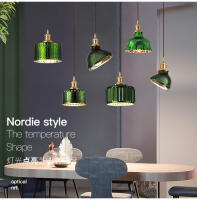 Lámpara Colgante De Vidrio Con Estampado Verde E27 Para Restaurante Cocina Comedor Café Lámpara Colgante Para Dormitorio Con Cepillo De Acero - details 1