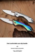 Cuchillo Plegable De Titanio Ligero En Llavero Para Caza Pesca Y Camping Ideal Regalo EDC Para Hombres Con Hoja De Acero Inoxidable - details 3