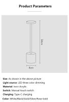 Lámpara De Mesa LED Toque Dimmable Recargable Con 3 Temperaturas De Color Luz Ambiente Creativa Para Hotel Decoración De Pared Lámpara De Escritorio Moderna - details 10