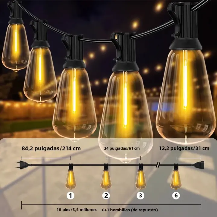 Luces De Hilo De Bola LED ST38 106FT Impermeables Para Jardín Exterior Decoración De Navidad Para Terraza Y Pub - 1