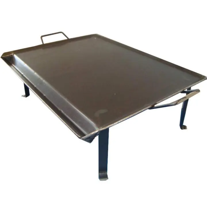 Plancha asar acero 4 mm+2 asas metal+patas con vertegrasas 50x33 - 1