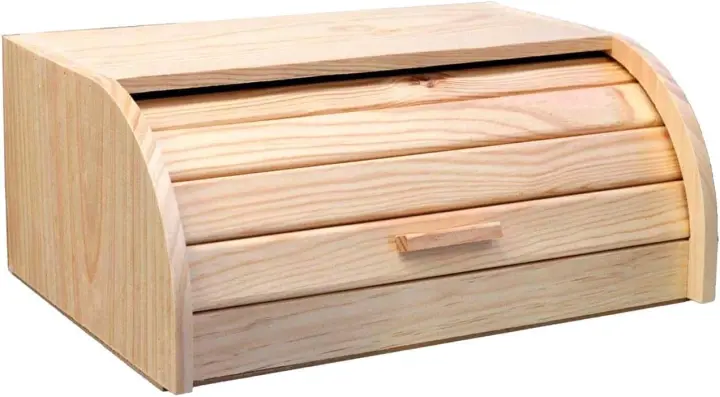 Panera de Madera con Tapa – Contenedor para Pan Fabricado en Madera Natural – 15,5 x 35,2 x 24,5 cm. - 1
