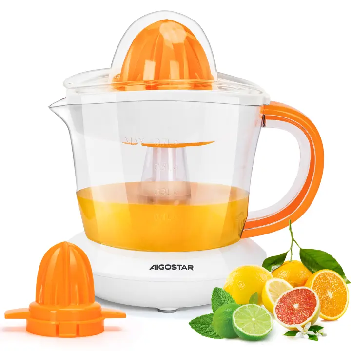 AIGOSTAR Exprimidor de Naranjas Electrico (40W,0.7ml),Doble Sentido de Giro, Doble Cono, Cubierta Antipolvo. - 1