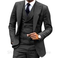 Traje De Boda Para Hombre 3 Piezas Conjunto De Traje Formal British Estilo Con Chaqueta Pantalones Y Chaleco Slim Fit Tuxedo Male Blazer Para Celebraciones Y Trabajo - details 3