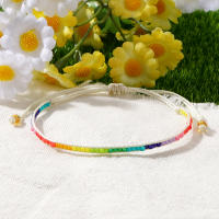 Pulsera Arcoíris Ajustable Para Mujer Con Cuentas Miyuki Pulsera Bohemia Hecha a Mano Sin Metal Colorido Para Verano - details 0