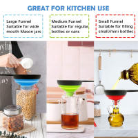 Juego De 3 Funcales Plegables Y Telescópicos De Silicona Para Cocina Con Boca Ancha Herramientas Para Rellenar Jarros De Especias Y Aceite - details 4