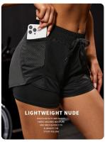 Shorts Deportivos Elásticos Para Mujer Con Bolsillos Yoga Leggings Falsos Para Correr Y Entrenar Talla Verdadera - details 1