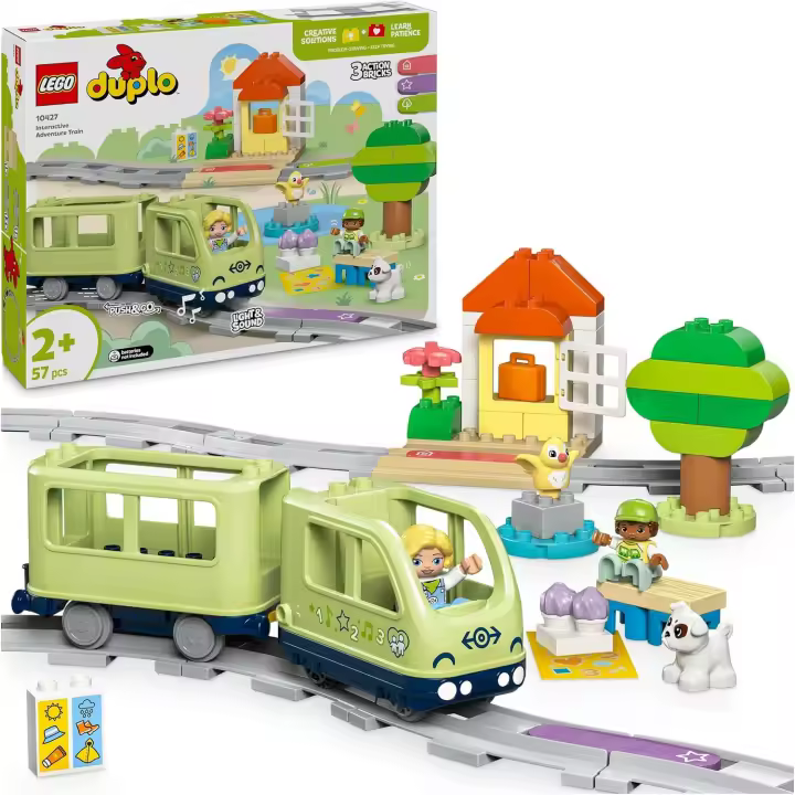 LEGO Duplo Mi Ciudad Aventura Ferroviaria Interactiva Juguetes Montessori de Construcción para Niños y Niñas de 2 Años con Vías y Tren de Juguete, Juego Educativo con Luces y Sonidos (10427) - 1