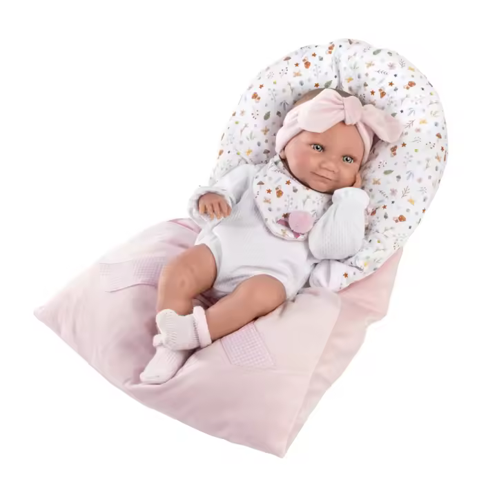 Muñeca Tina Recien naciada con Saquito Rosa Sin 40Cm (Llorens 73801) - 1
