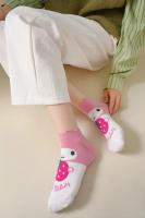 Calcetines Sanrio Hello Kitty Para Mujer 5 Pares Diseño De Dibujos Animados Harajuku Kawaii De Algodón Rosa Calcetines Cortos Casual - details 19