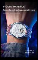 Reloj Mecánico Para Hombre OLEVSSkeketon Flywheel Auténtico Resistente Al Agua Luminoso Calendario Perpetuo Display Romano Acero Inoxidable - details 5