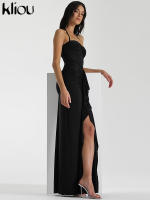 Vestido Maxi Sin Mangas Para Mujer Kliou Estilo Bandage Con Aros Y Rotura Lateral Silueta Corporal Corto De Calle Polyester Spandex - details 14