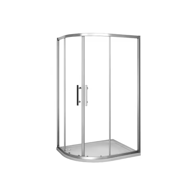 Mampara de Ducha Curva Semicircular Corredera,Perfil Cromado,Vidrio Templado 5mm,(740-760)x(740-760)x1850mm - 1