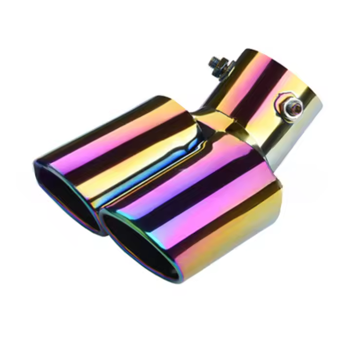 Puntas De Escape De Acero Inoxidable Para Coche Universal Modelo Doble Con Tubo De Eje Azul Accesorios De Muffler - 1