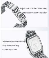 Reloj De Pulsera Cuarzo Digital Para Hombre SANDA 747 Resistente Al Agua Acero Inoxidable Estuche Cuadrado Luminoso Y Resistente Al Shock - details 15