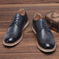 Zapatos Brogue Para Hombre 7-12 Comodidad Moda Lujo Casual Marca 2023 #Kd529 Suela De Goma Cuero Artificial Con Banda Elástica - details 1