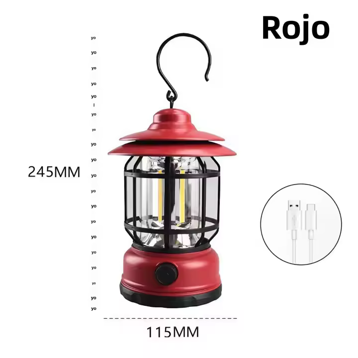 Linterna De Camping LED Portátil Y Versátil Carga Rápida USB Diseño Vintage Ideal Para Emergencias En Hogar Y Tienda - 1