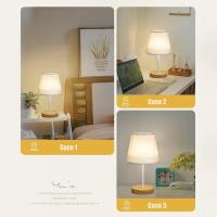 Lámpara de Mesa para dormitorio, lámpara de Mesa regulable de Tres Colores, lámpara de noche Con BASE DE Madera, lámpara de Noche, lámpara con Pantalla de Lino, lámpara de Noche 、 Atenuación por control remoto - details 3
