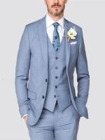 Traje Clásico Para Hombre En Luz Azul Claro Talla Justa Para Fiesta De Negocios Boda Con Chaleco Y Corbata Incluidos Pantalones Y Chaqueta - details 1