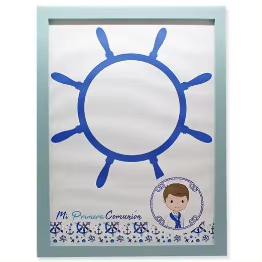 Marco Lienzo de Huellas "Mi Primera Comunión" para Niño – Recuerdo Personalizado con Árbol de Firmas - 1