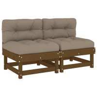 vidaXL Sofás centrales con cojines 2 uds madera maciza de pino Pino natural, Pino blanco, Pino gris Conjunto Terraza Muebles Jardín Exterior Juego de Muebles de jardín Mueble Jardín Exterior Muebles de Salon Exterior - details 4