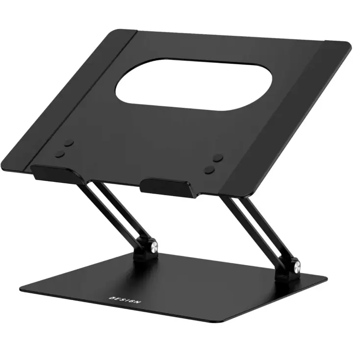 Soporte para computadora portátil S10 de aluminio, soporte elevador ergonómico ajustable para computadora portátil, compatible con computadora, color negro - 1