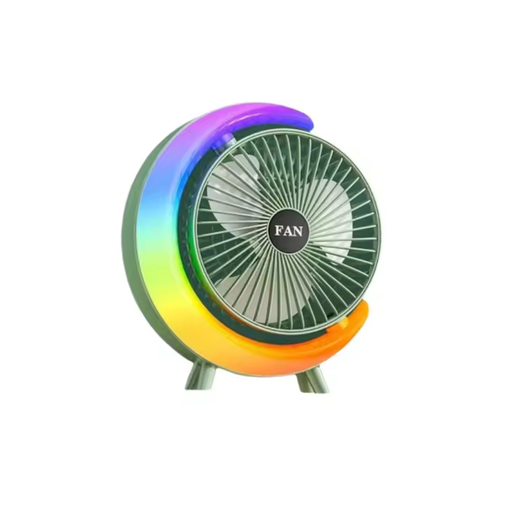 Ventilador de Mesa USB de 3 velidades con Luz RGB Compacto Silencioso y portátil para Oficina Coche y Camping - 1