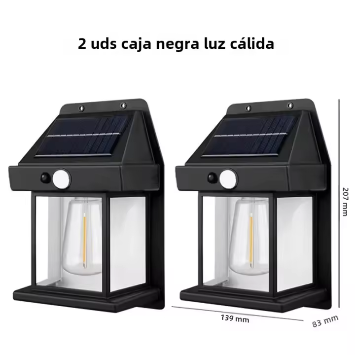 PORCHEDDU 2 UNIDS Luz Solar Exterior Jardín Inducción Corporal Lámpara De Pared Para Casa Villa Balcón Decorativo IP65 Impermeable - 1