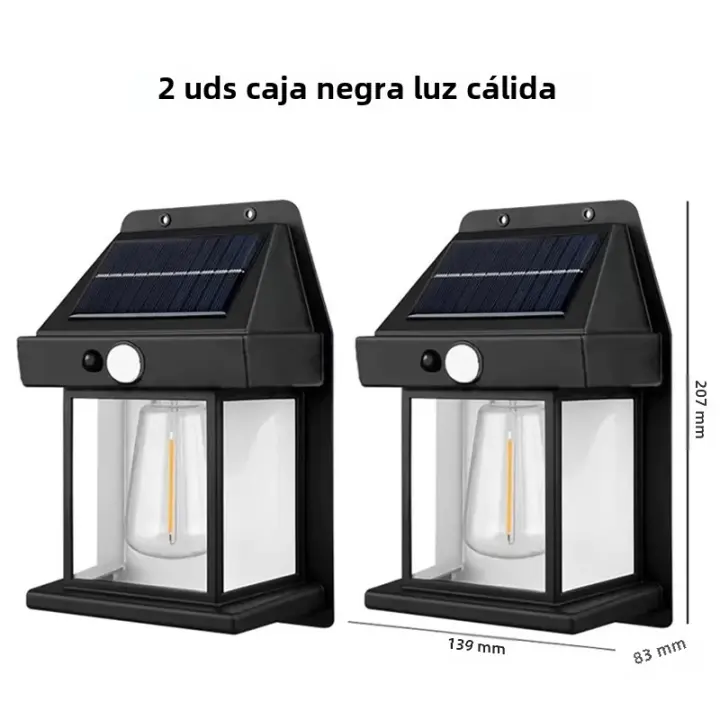 PORCHEDDU 2 UNIDS Luz Solar Exterior Jardín Inducción Corporal Lámpara De Pared Para Casa Villa Balcón Decorativo IP65 Impermeable - 1