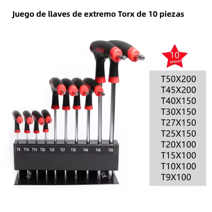 Juego De Llaves Hexagonales Profesionales Coloreadas Largas 10 Piezas Set De Llaves Allen Metrícas Acceso Fácil a Espacios Difíciles Incluye Estuche De Almacenamiento - 1
