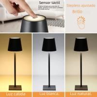 Lámpara De Mesa LED Recargable Sin Cable Para Estudio Y Oficina Luz Impermeable Con Sensor Táctil Para Dormitorio Y Bar - details 2