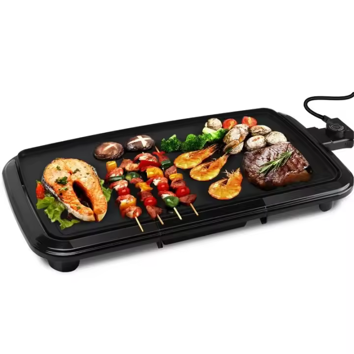 Aigostar Plancha de Asar Antiadherente Extra Grande - 50 x 27 cm  Barbacoa Eléctrica 2000w, Recoge Grasa,Termostato (2000W) - 1