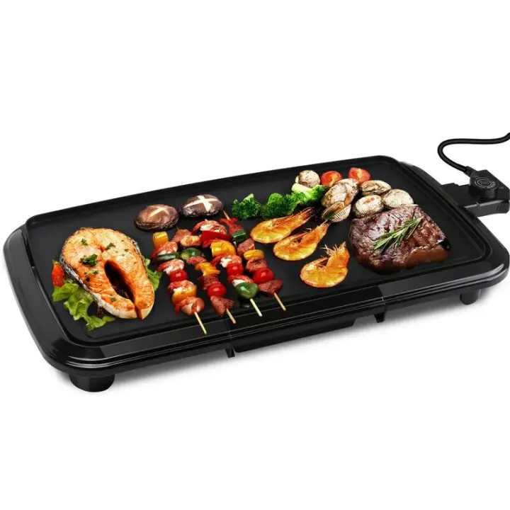 Aigostar Plancha de Asar Antiadherente Extra Grande - 50 x 27 cm  Barbacoa Eléctrica 2000w, Recoge Grasa,Termostato (2000W) - 1